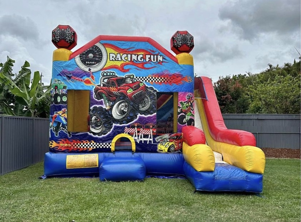 Monster Truck Jumping Castle Slide 